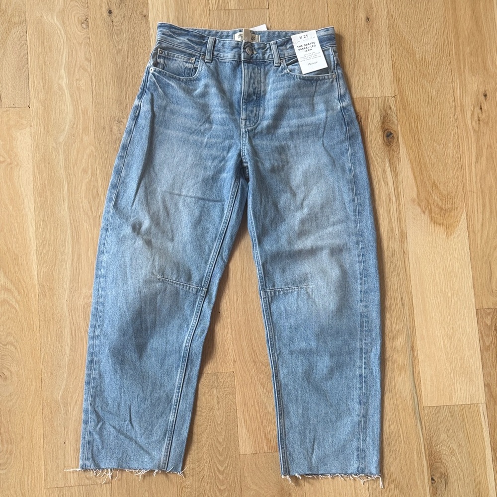 Madewell Blue Darted Barrel-Leg Jeans
